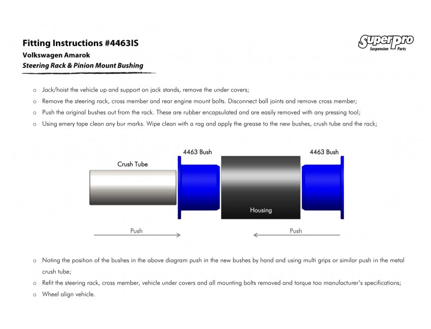 SuperPro : Steering Rack Bush Kit - VW Amarok / Porsche Cayenne 955/957 - Image 4